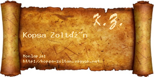 Kopsa Zoltán névjegykártya